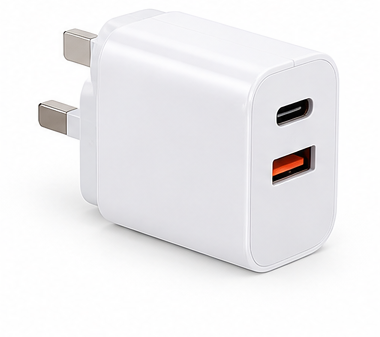 White 20W USB-C and USB wall charger