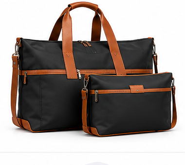 Black and brown 36L travel tote set
