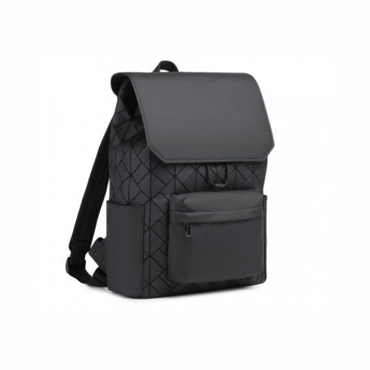 ET2417 - Kono Water-Resistant Urban Geometric Backpack With Laptop Compartment - Black